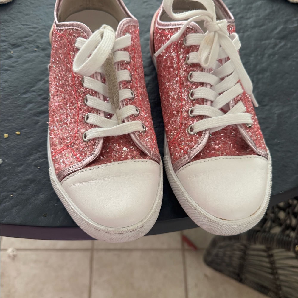 Moschino Rose Pink Glitter Low-Top Sneakers